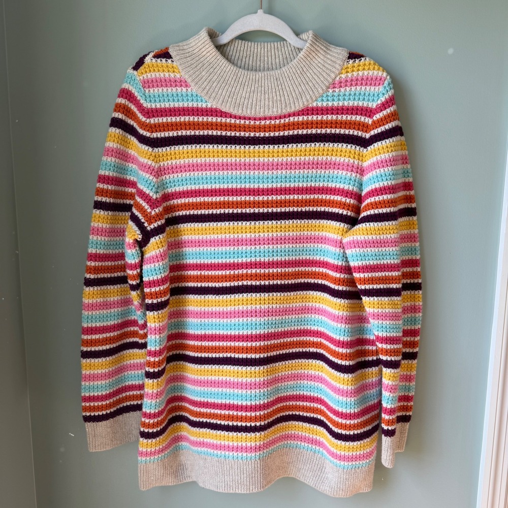 NEW Talbots Plus Sweater Colorful Stripes Cotton Blend Crewneck Size 1X NWT